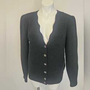 Petressa Pure New Wool Embroidered Cardigan EUC Size 40